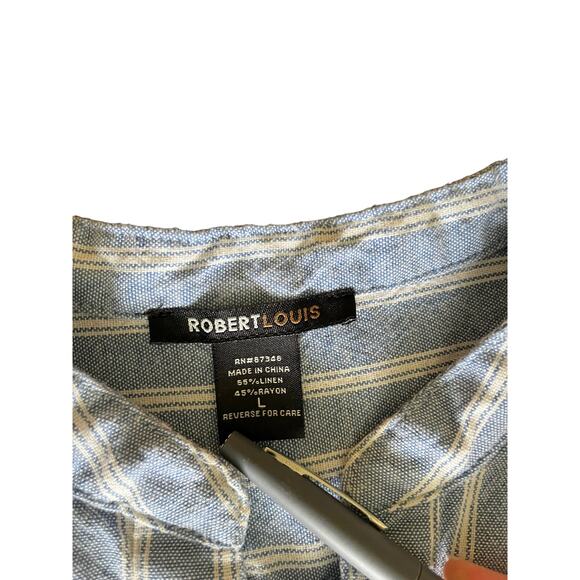 Robert Louis Light Wash Denim Style & White Stripe Dress SzL - Picture 2 of 9